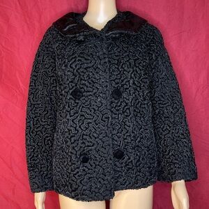 Vintage 1950’s The White House Curly Persian Lambs Wool Swing Coat Medium